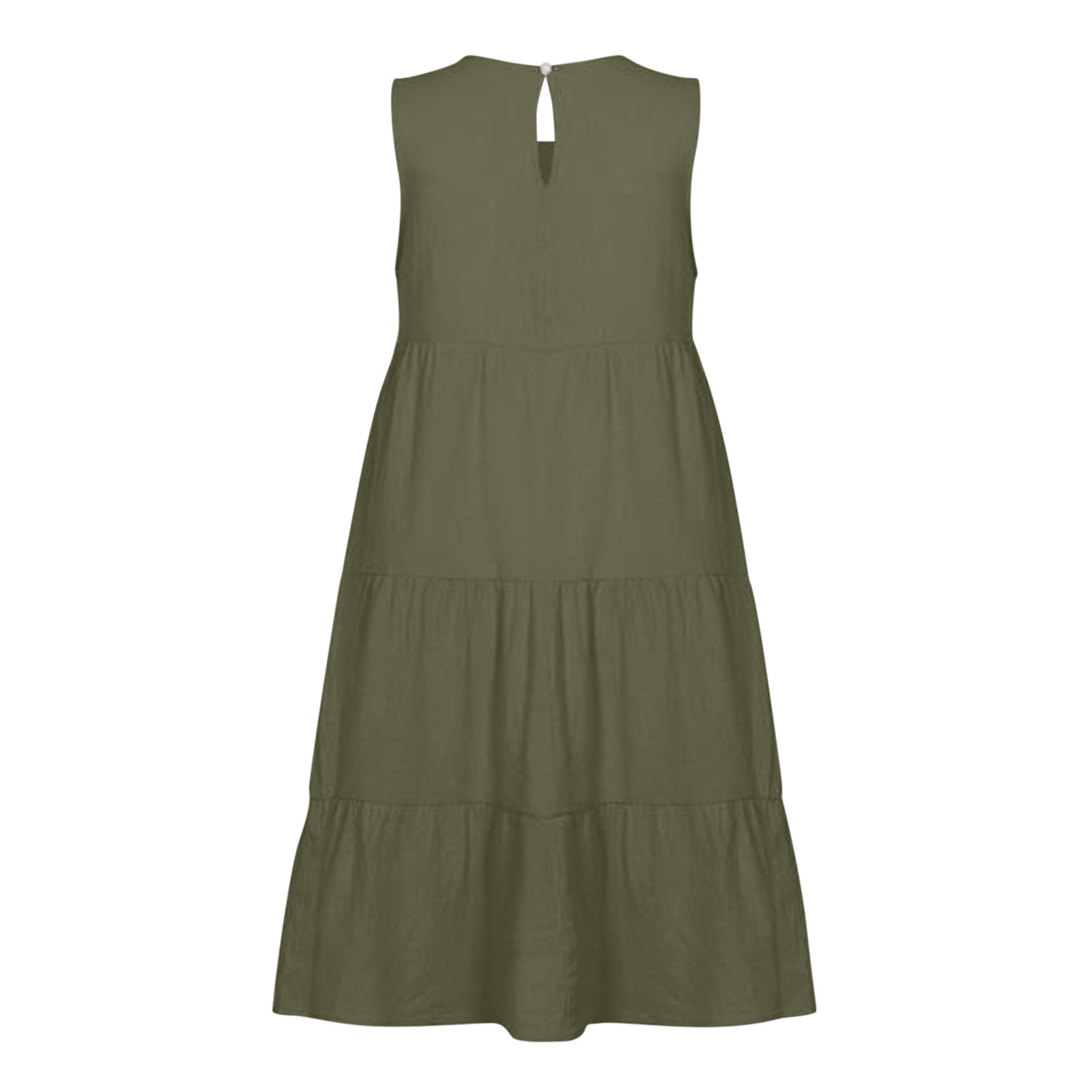 thumbnail image 5 of Vestido informal sin mangas para mujer - Vestido camiseta mini con cuello redondo, plisado y bolsillos, 5 of 5
